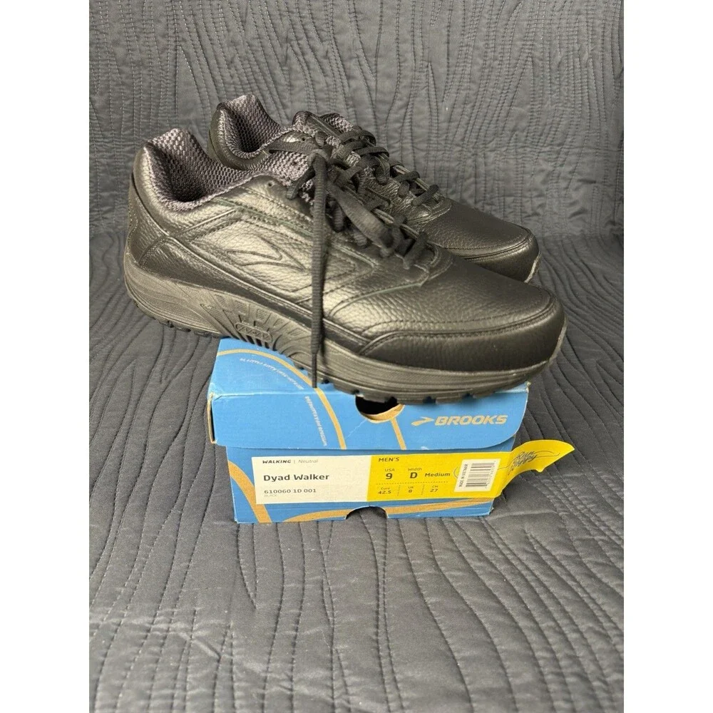 NEW Brooks Dyad Walker Men's Size 9 Wide D Black Leather Walking Shoes w/ Box